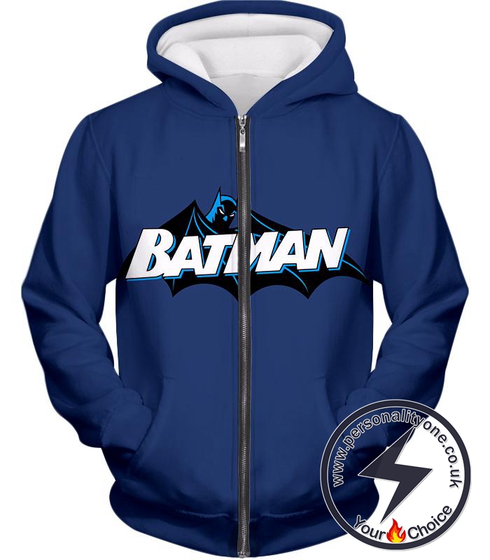 DC Comic Superhero Batman Promo Blue Zip Up Hoodie